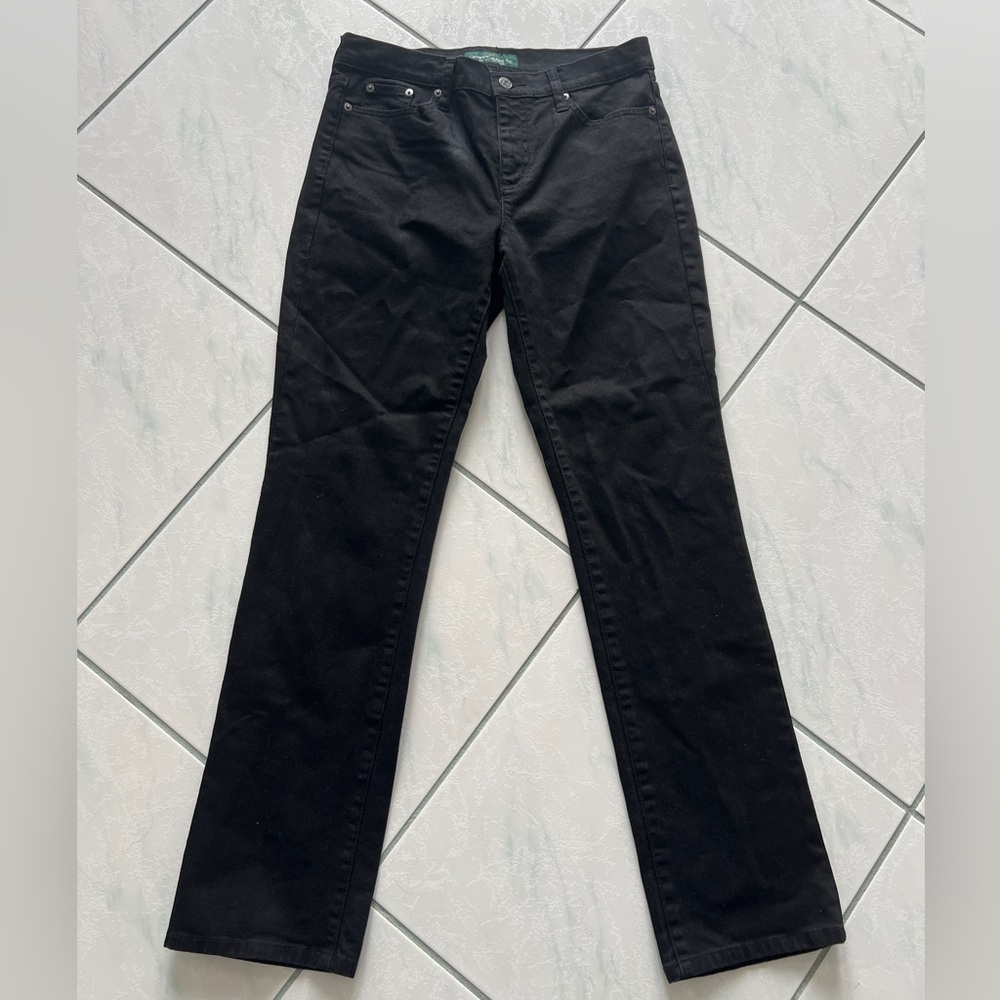 Lauren by Ralph Lauren Black Straight-Leg Jeans